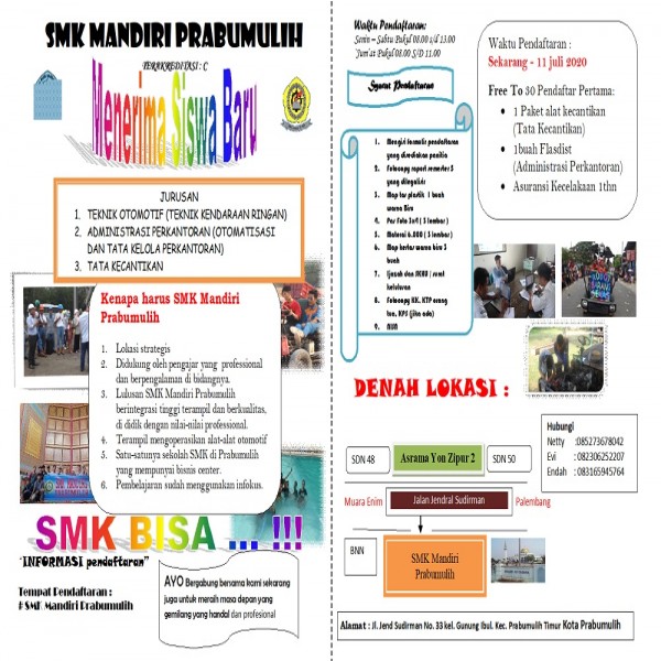 SMK MANDIRI PRABUMULIH BUKA PSB 2020/2021 ONLINE DAN OFFLINE